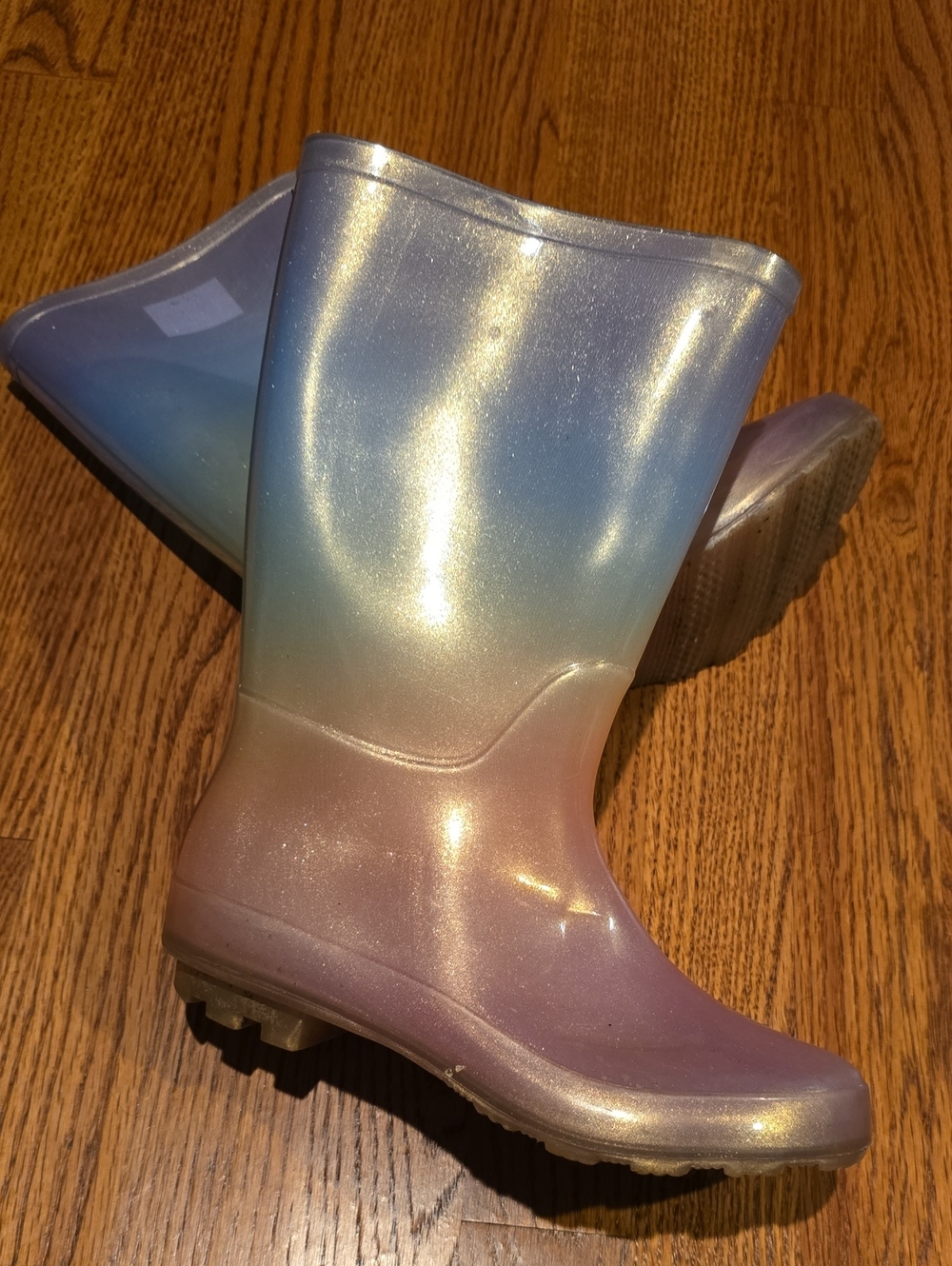 Cat & Jack Size 3 Iridescent Pink-Blue Ombre Kids Rain Boots
